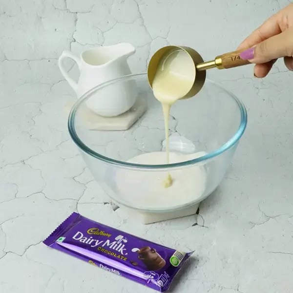 Dairy Milk Choco Fruit Cream Dessert - Add fresh chilled cream