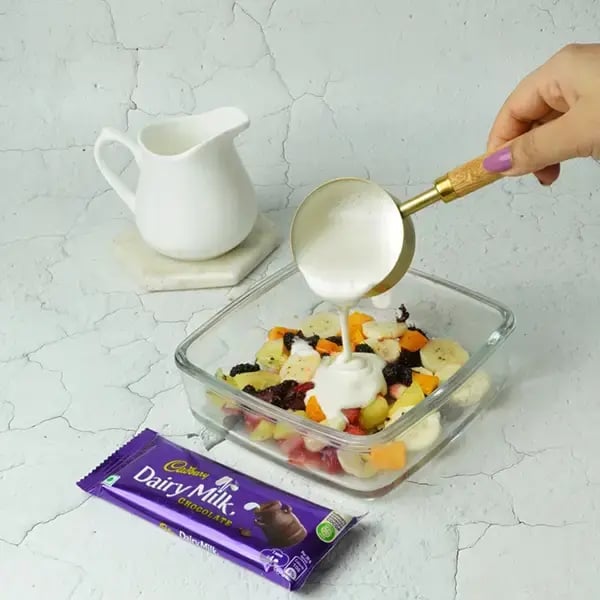 Dairy Milk Choco Fruit Cream Dessert - Arrange all the chopped fruits