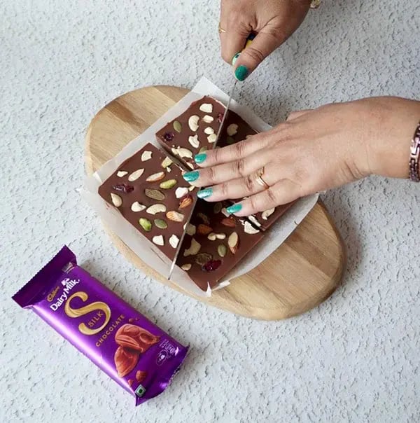 Dairy Milk Chocolate Bark with Mixed Nuts & Fruits - Break the chocolate