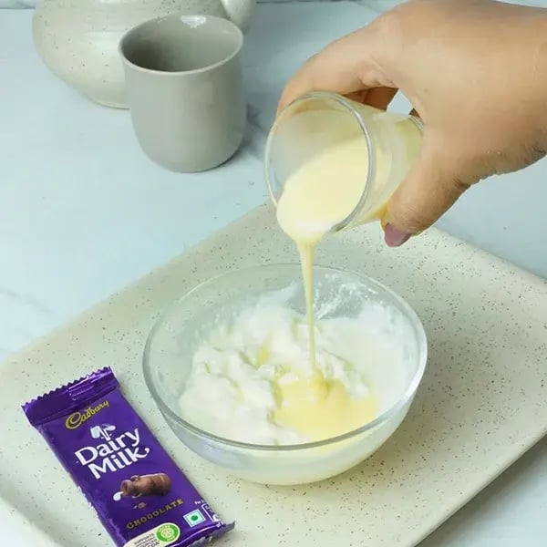 Dairy Milk Chocolate Bhapa Doi - Mix curd and condensed milk
