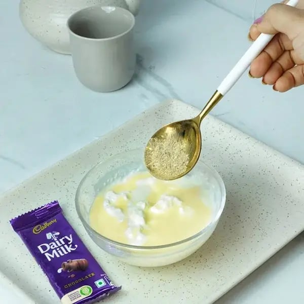 Dairy Milk Chocolate Bhapa Doi - Mix cardamom powder