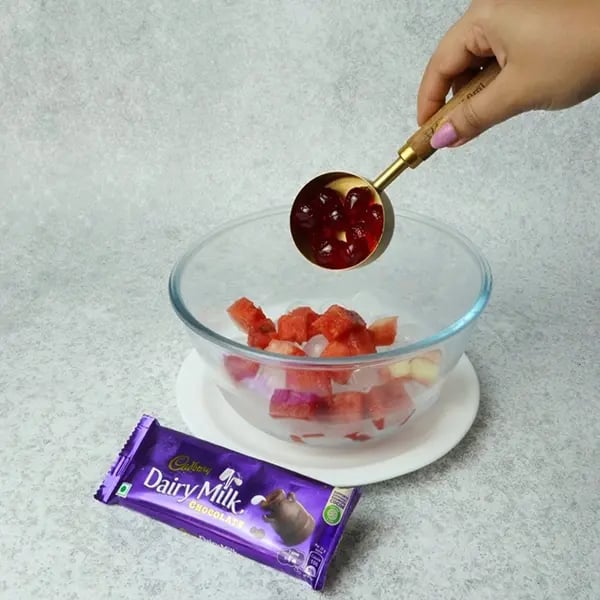 Dairy Milk Chocolate Hwachae Punch-Add jelly to the same bowl