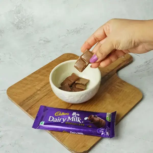 Dairy Milk Coated Peanut Butter Stuffed Dates - Break the Cadbury Dairy Milk chocolate