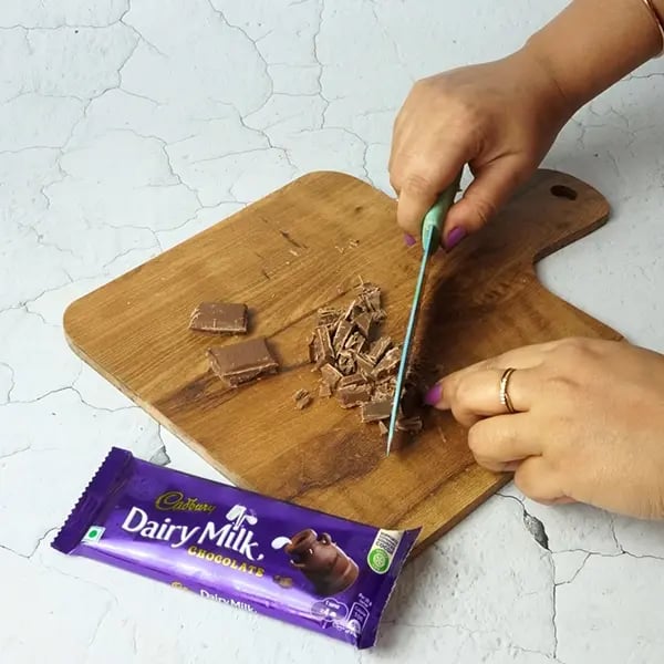 Dairy Milk Coconut Karanji-Finely chop Cadbury Dairy Milk chocolate