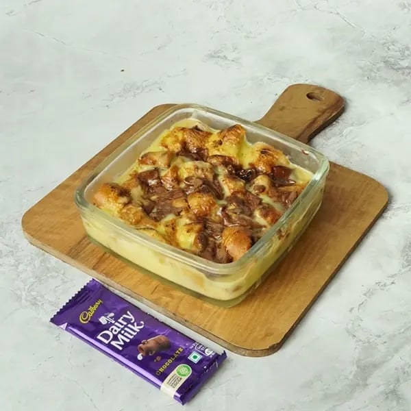 Dairy Milk Covered Croissant Pudding - Bake it at 180°C for 15 minutes