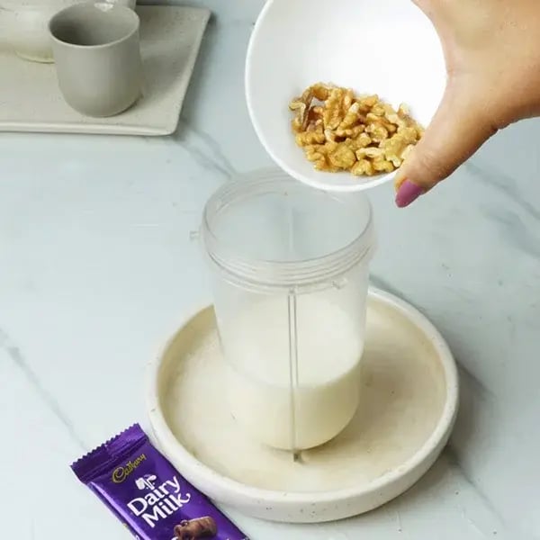 Dairy Milk Greek Yogurt and Walnut Shake - Add chopped walnuts