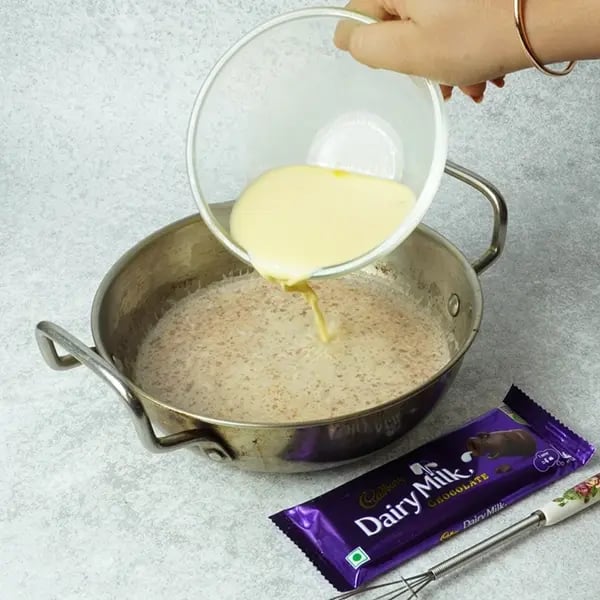 Dairy Milk Gulab Jamun Custard-After the chocolate is fully incorporated