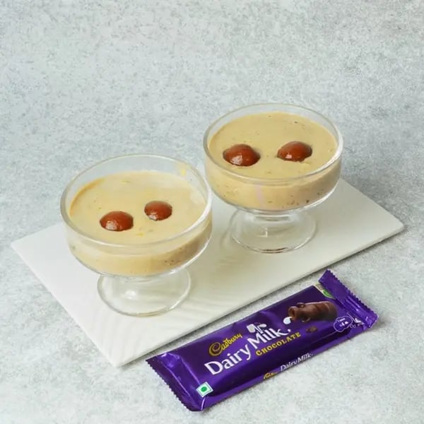 Dairy Milk Gulab Jamun Custard-Pour the chilled custard over