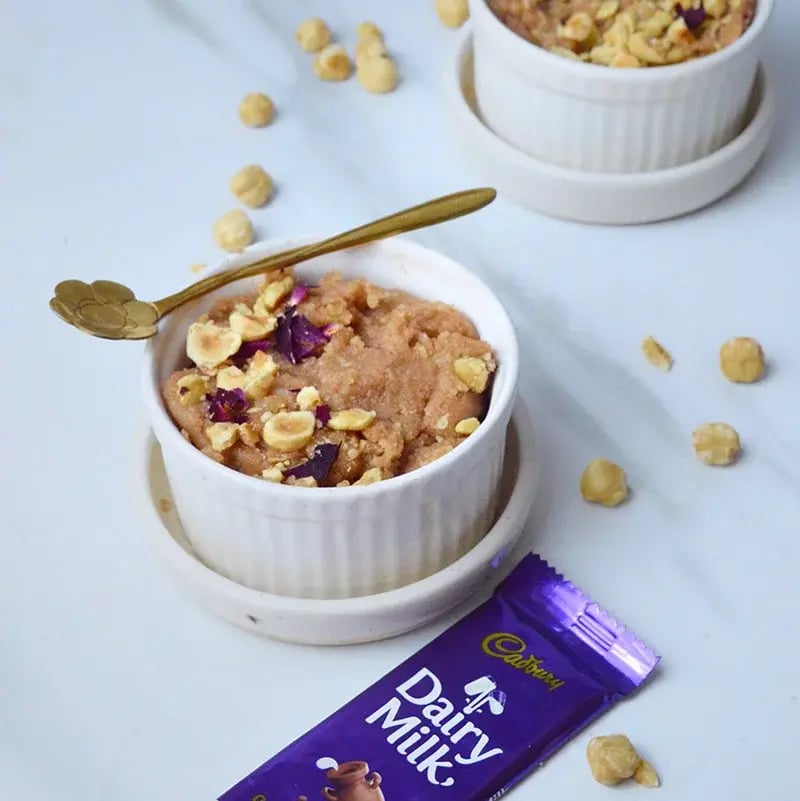 Daiy Milk Hazelnut Suji Halwa Recipe
