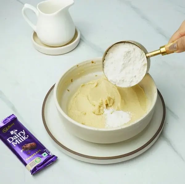 Dairy Milk Heart Shaped Sugar Cookies -  Add all-purpose flour