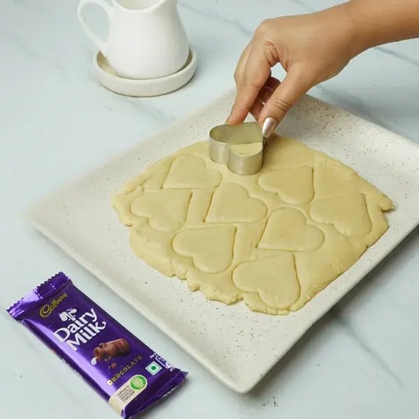 Dairy Milk Heart Shaped Sugar Cookies - Knead and roll the dough