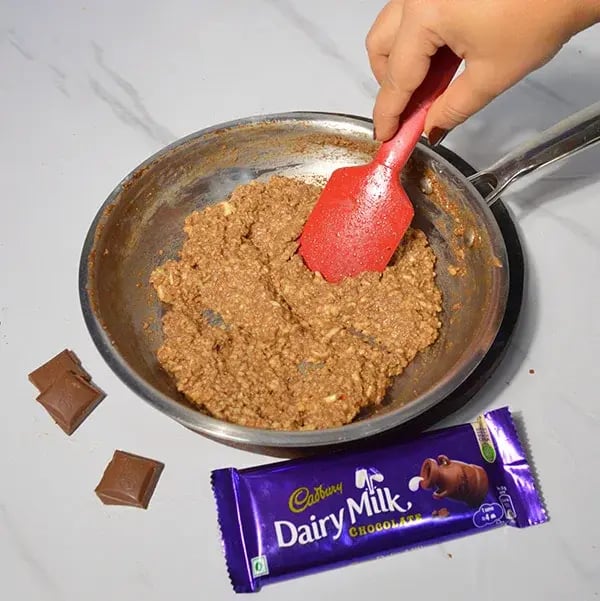 Dairy Milk Infused Thandai Kalakand - Cook for 15 minutes