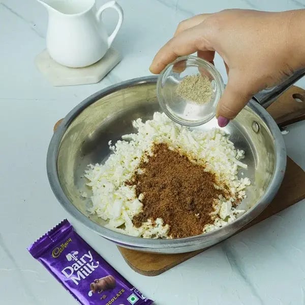 Dairy Milk Jaggery Sandesh with Cardamom - Add cardamom powder