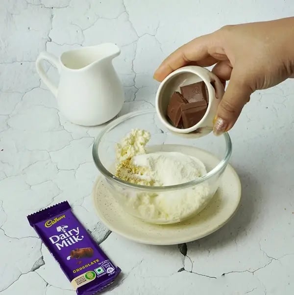 Dairy Milk Kalakand Tart-Break the Cadbury Dairy Milk chocolate