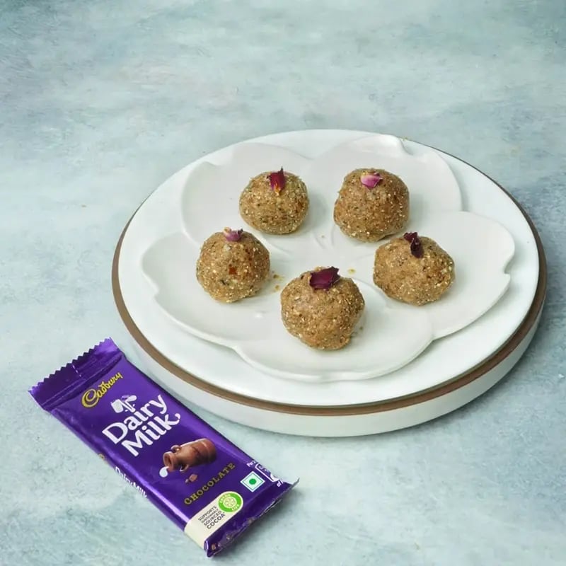 Dairy milk Makhana Dry fruits Laddu Recipe