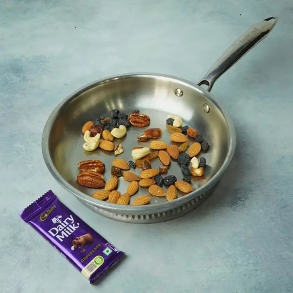 Dairy milk Makhana Dry fruits Laddu-On the same pan