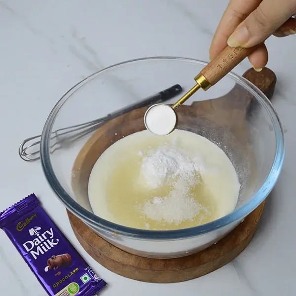 Dairy Milk Marble Coffee Cake - Add baking soda