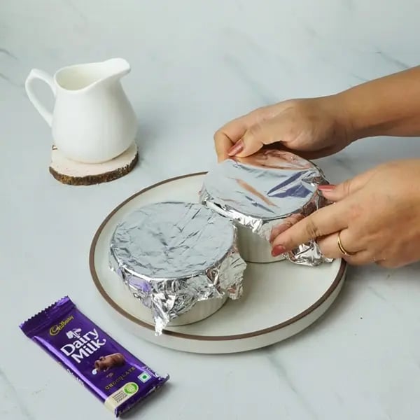 Dairy Milk Mishti Doi -Cover it with aluminum foil