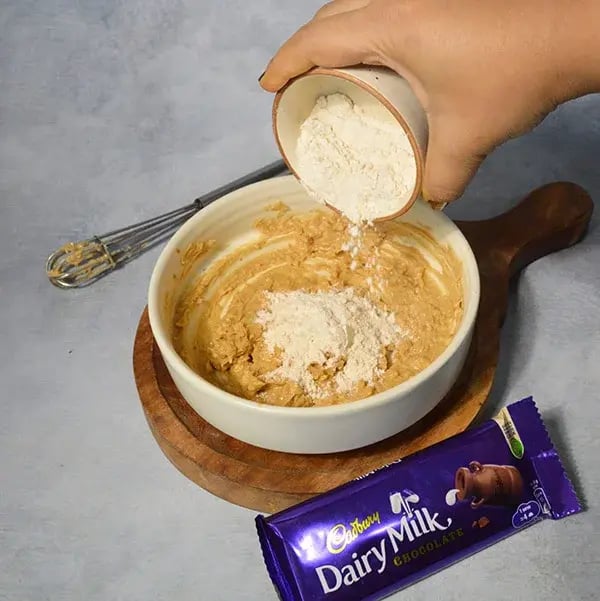 Dairy Milk Peanut Butter Chunk Chocolate Cookies - Add all-purpose flour