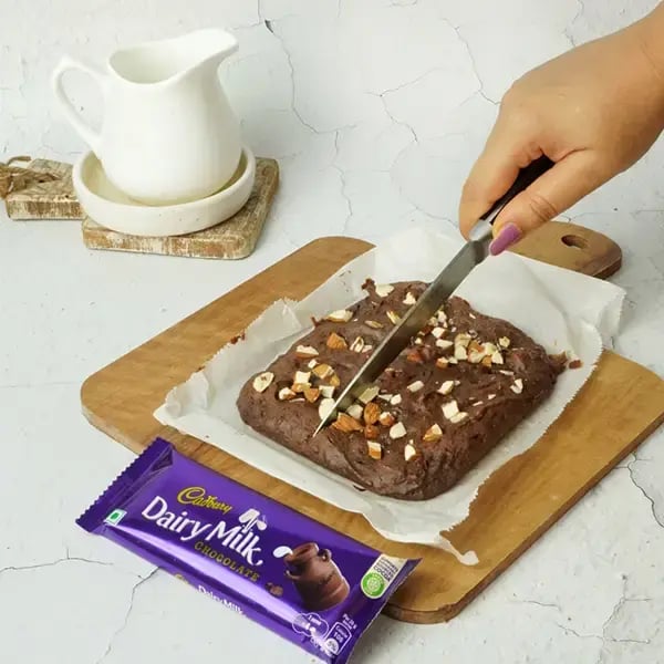 Dairy Milk Quick Fudge Nut Brownie - Allow the brownie to cool completely