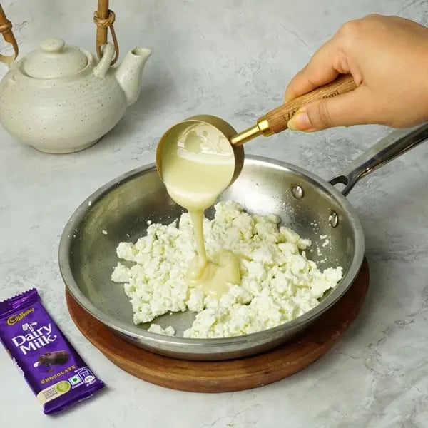 Dairy Milk Rose Kalakand-Add condensed milk to enhance