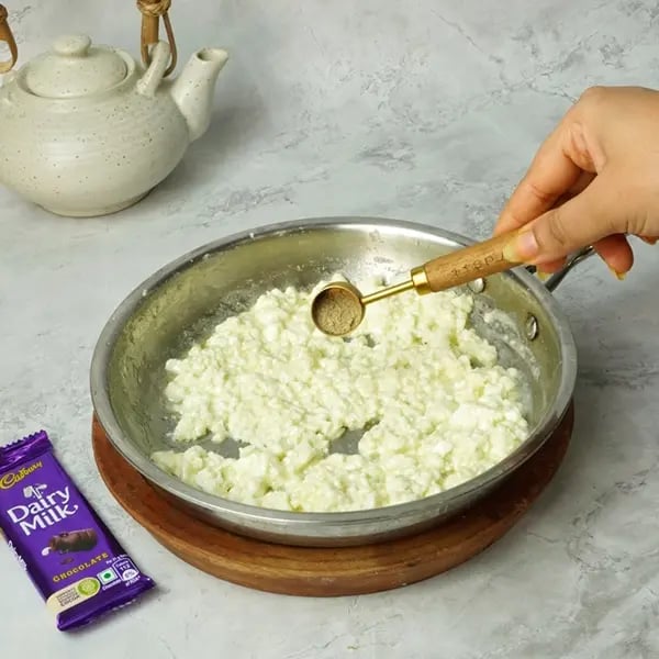 Dairy Milk Rose Kalakand-Add cardamom powder for flavor