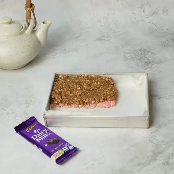 Dairy Milk Rose Kalakand-Now add the chocolate kalakand