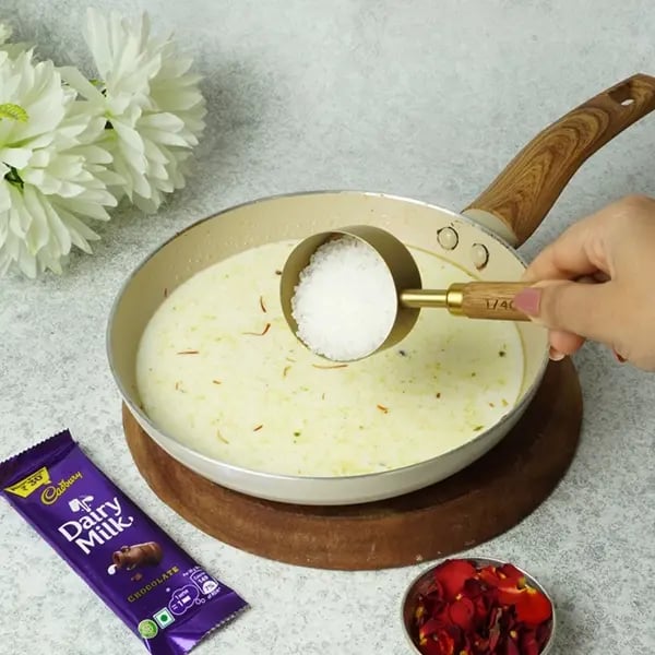 Dairy Milk Sabudana Pudding for Navratri - add sugar