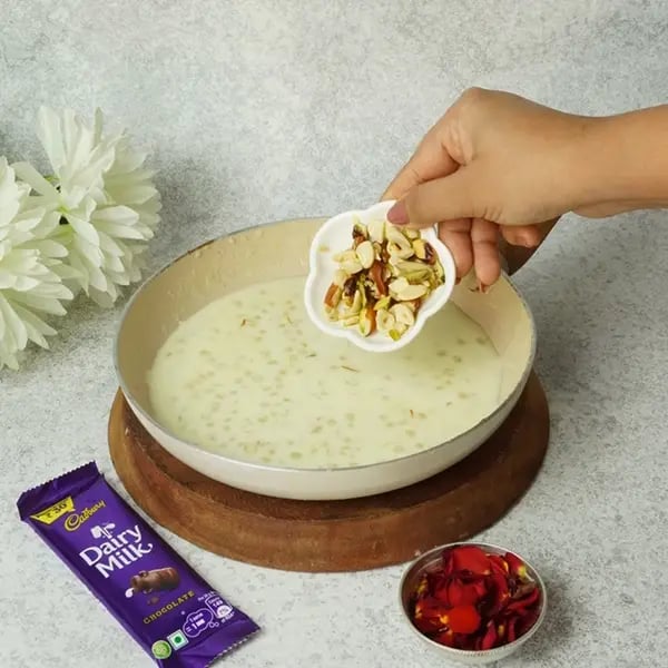 Dairy Milk Sabudana Pudding for Navratri - Add prepared dry fruits