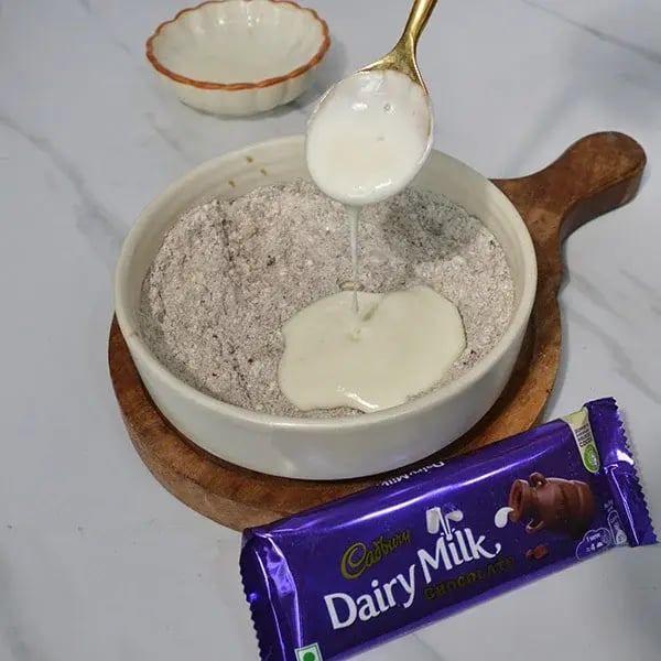 Dairy Milk Salted Caramel Cashew Brownie - Add curd
