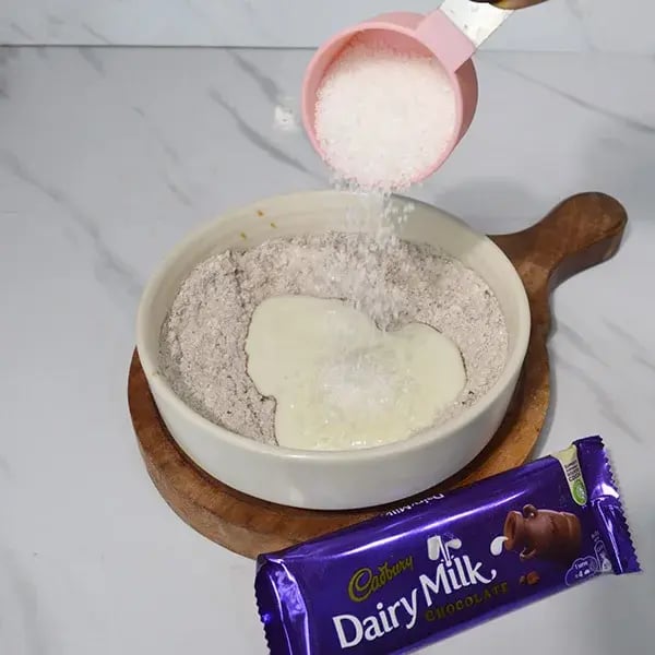 Dairy Milk Salted Caramel Cashew Brownie - Add sugar