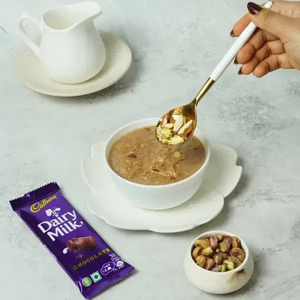 Dairy Milk Sheer Khurma for Eid - Decorate with some chopped dried fruits