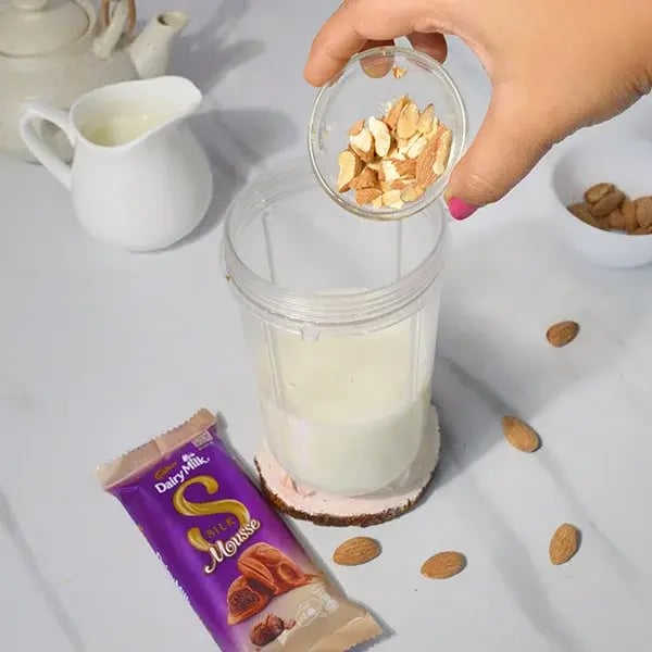 Dairy Milk Silk Almond Milkshake - Add chopped almonds