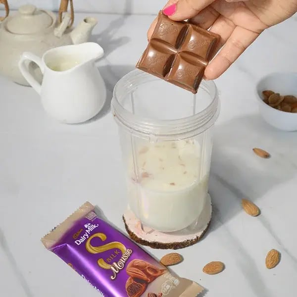 Dairy Milk Silk Almond Milkshake - Add Dairy Milk Silk chocolate