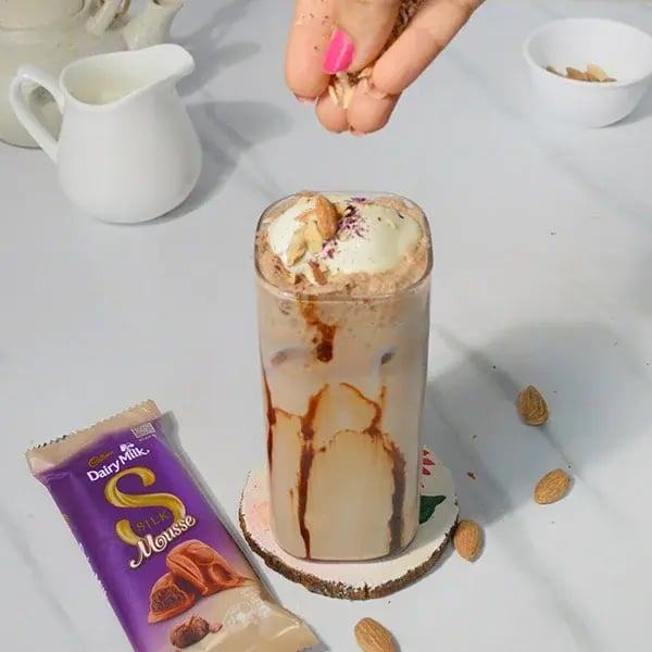 Dairy Milk Silk Almond Milkshake - Pour the milkshake