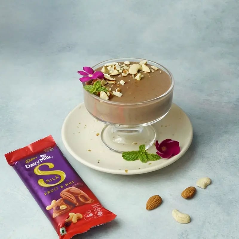 Daiy Milk Silk Chocolate Pudding with Cashew Almonds Ganish Recipe