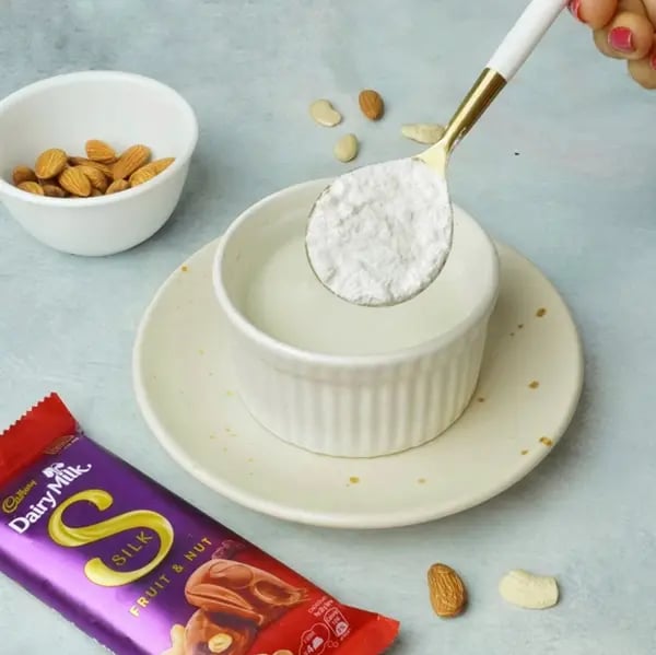 Dairy Milk Silk Chocolate Pudding with Cashew Almonds Garnish - Cornflour and stir