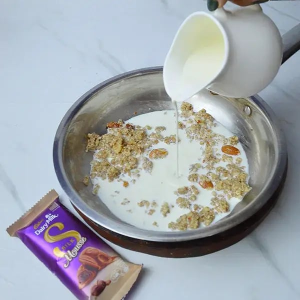 Dairy Milk Silk Dry Fruits Halwa - Add milk