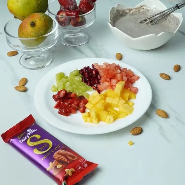 Dairy milk Silk Greek Yogurt Fruit Parfait-Arrange all chopped fruits