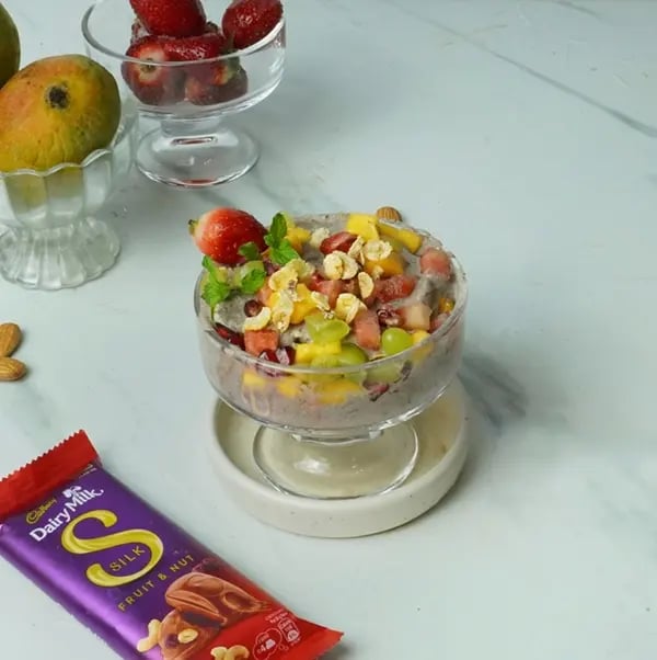 Dairy milk Silk Greek Yogurt Fruit Parfait-Repeat this one more layer of fruits
