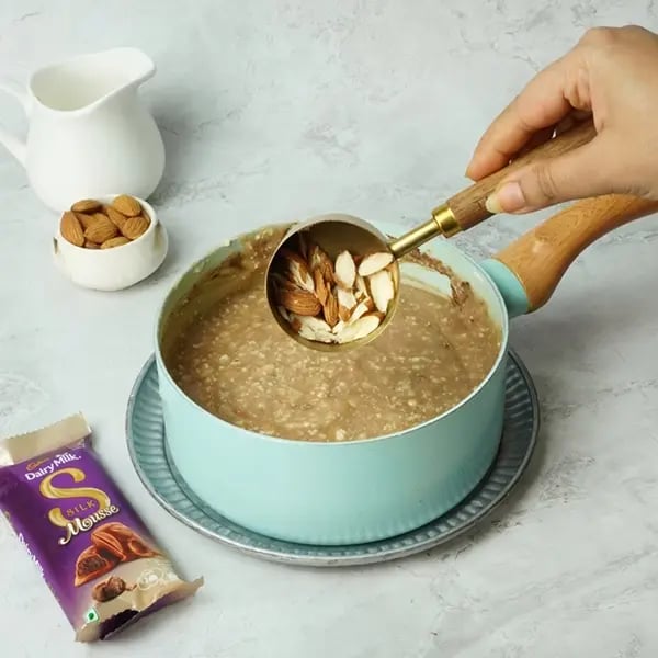 Dairy Milk Silk Habsi Halwa-Now add the chopped almonds