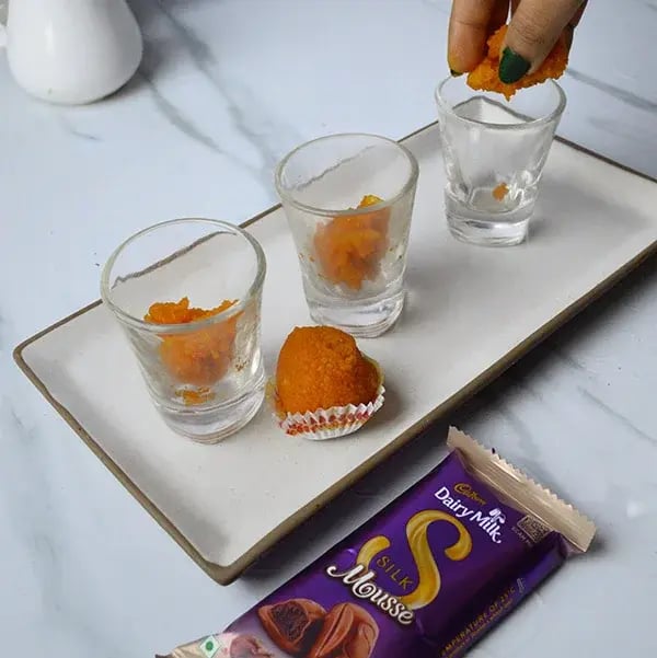 Dairy Milk Silk Motichoor Rabdi Parfrait - Crumble the laddoos