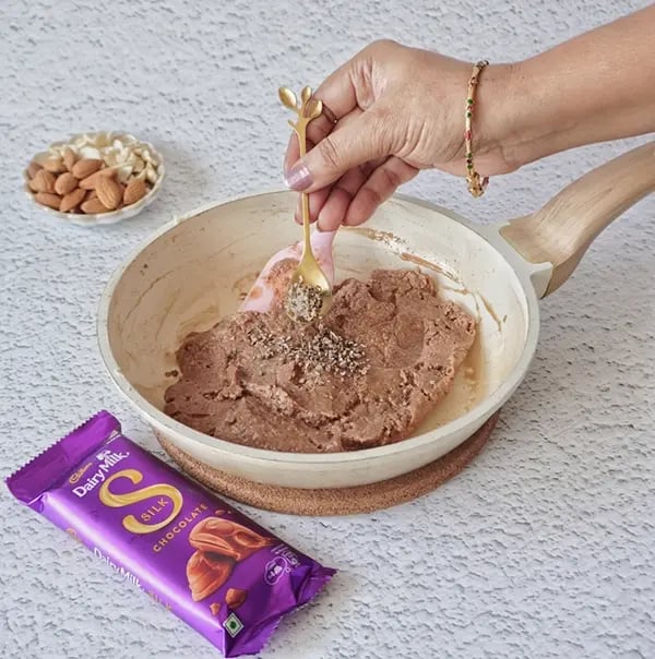Dairy Milk Silk Peda with Almonds & Cashews-Add cardamom powder