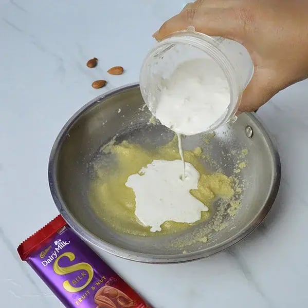 Rich & Creamy Chocolate Badam Halwa Recipe - Adding Almond Paste