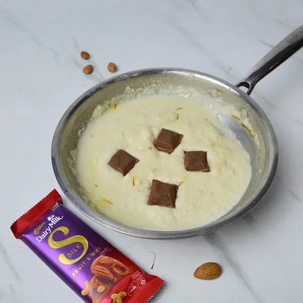 Dairy Milk Silk Rich and Creamy Badam Halwa - Break Cadbury Dairy Milk Silk chocolates