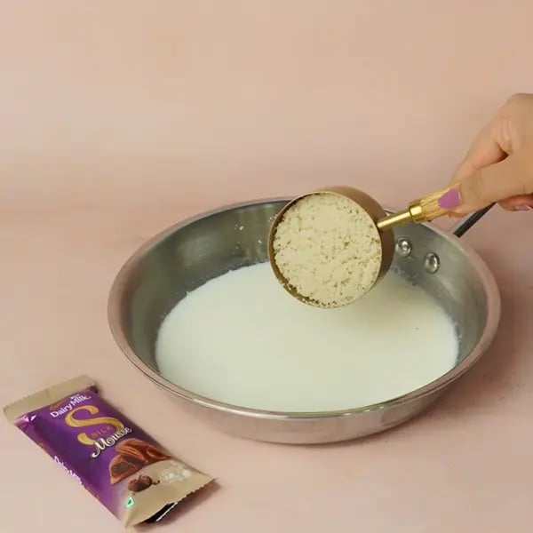 Dairy Milk Silk Samak Rice Kheer for Kali Puja-After 5 minutes once the milk starts to reduce