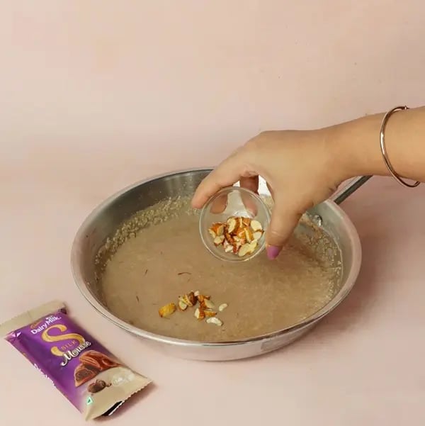 Dairy Milk Silk Samak Rice Kheer for Kali Puja-Once the chocolate is melted