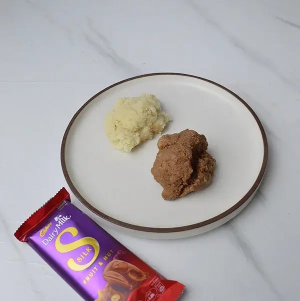 Dairy Milk Silk Two-in-One Coconut Laddoo - Two different flavors of coconut mixture