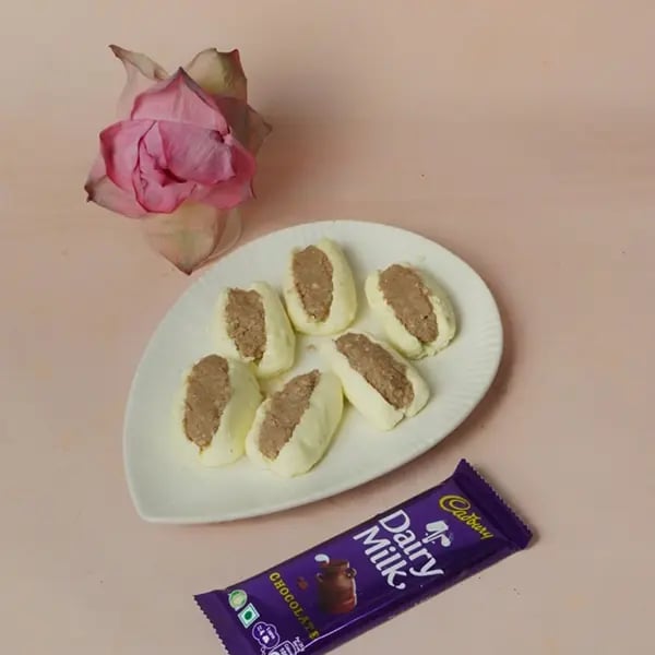 Dairy Milk Two-in-One Chomchom for Kali Puja-Stuff the chocolate mawa filling