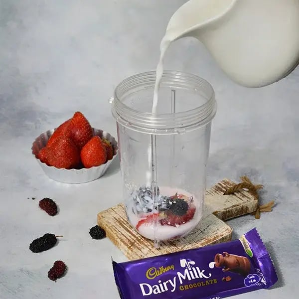 Dairy Milk Vanilla Berry Milkshake - Add chilled milk